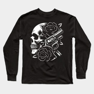 skull, roses and gun Long Sleeve T-Shirt